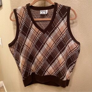 SPIRE Women Brown Pattern Earthy Color Preppy Vest Size Large